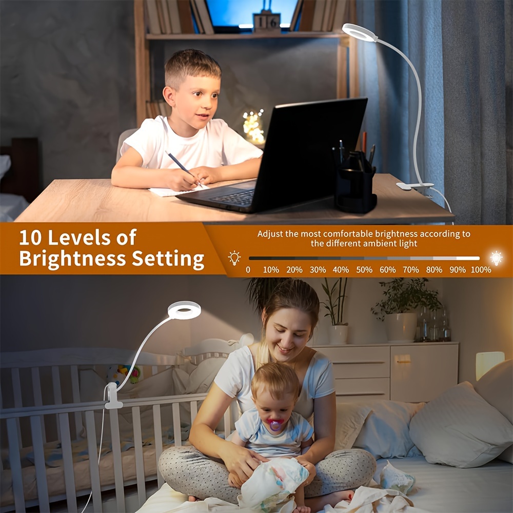 dimmable metal desk lamp with usb 23 led gooseneck clamp light with 3 and 10 settings for home office reading crafting computer work and video calls details 5