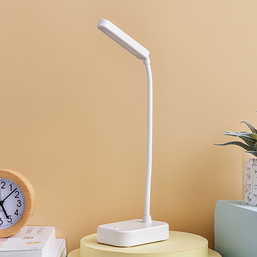compact white led desk lamp with eye protection usb battery powered office reading and bedroom details 2