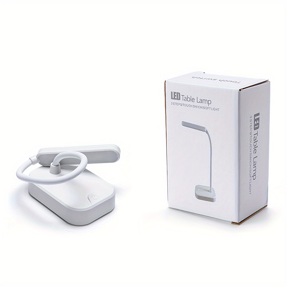compact white led desk lamp with eye protection usb battery powered office reading and bedroom details 5