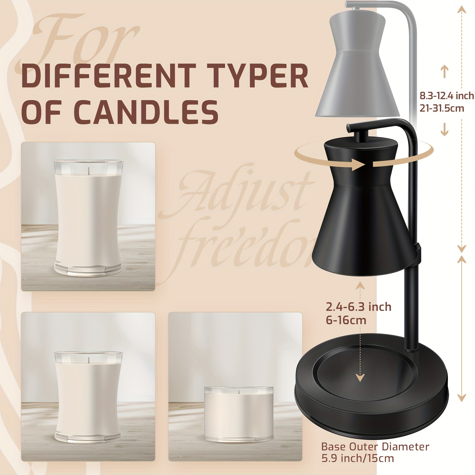 warmer with adjustable height lamp candle warmer for jar candles candle light warmer with 2 bulbs idea for day christmas gift details 2