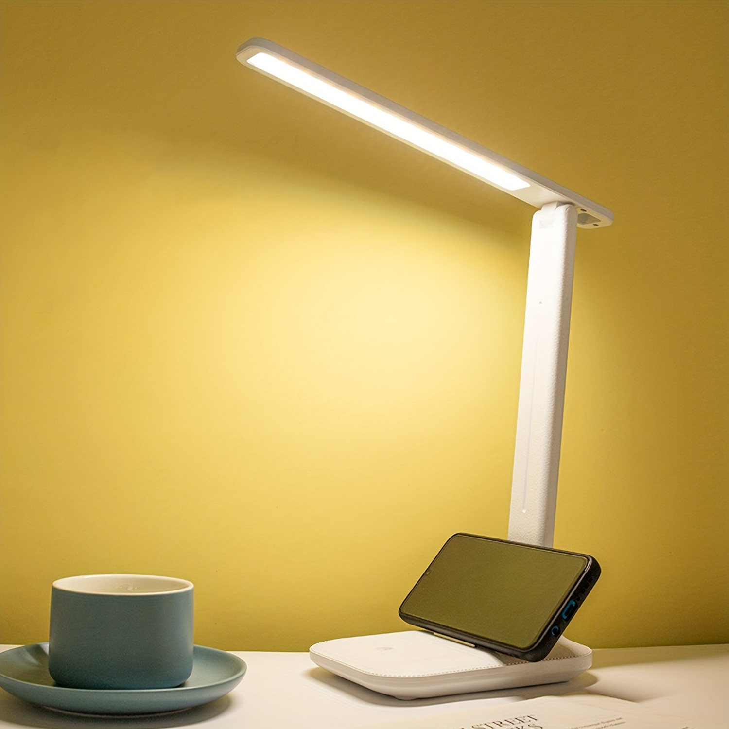 led desk lamp with reading lamp no flicker 3 color foldable table lamp eye reading light for office home usb interface details 2