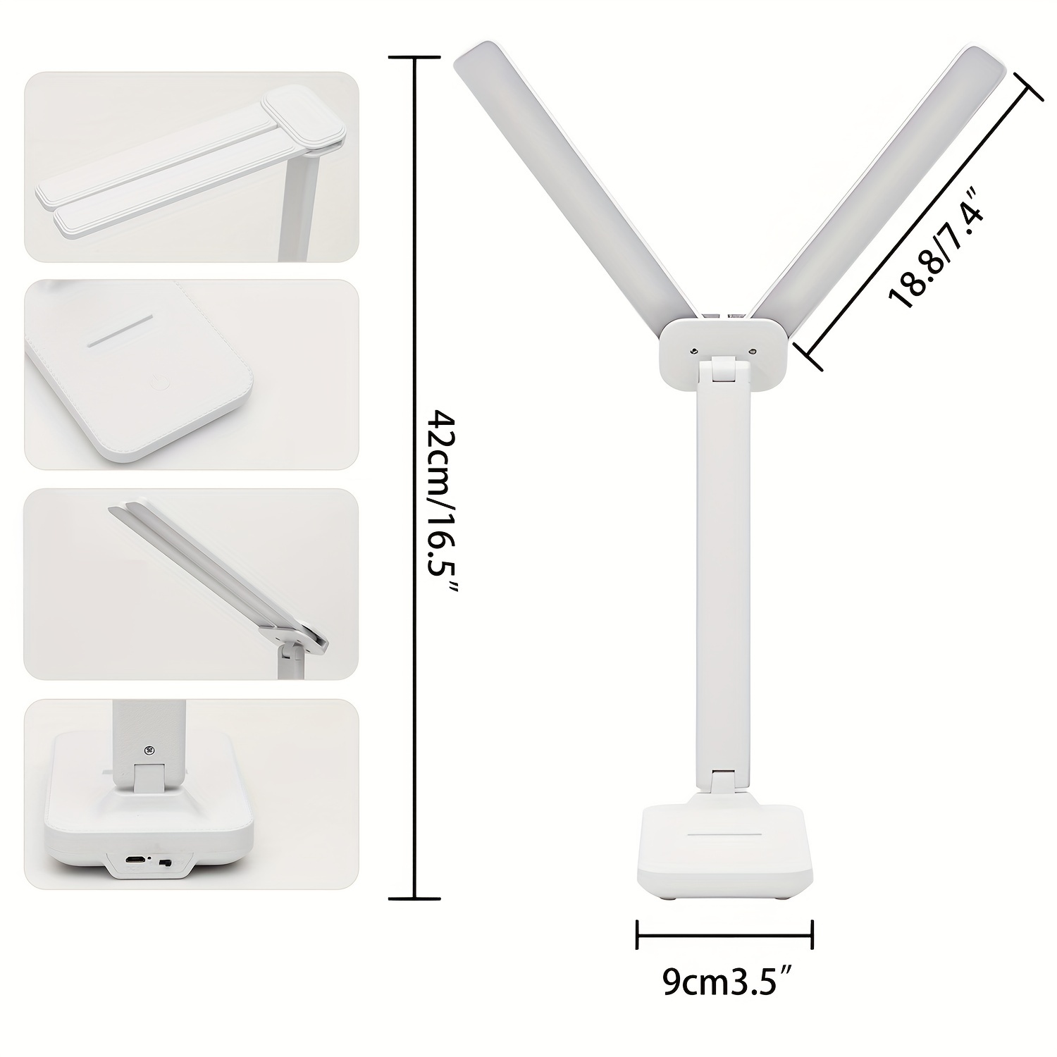 led desk lamp with reading lamp no flicker 3 color foldable table lamp eye reading light for office home usb interface details 5