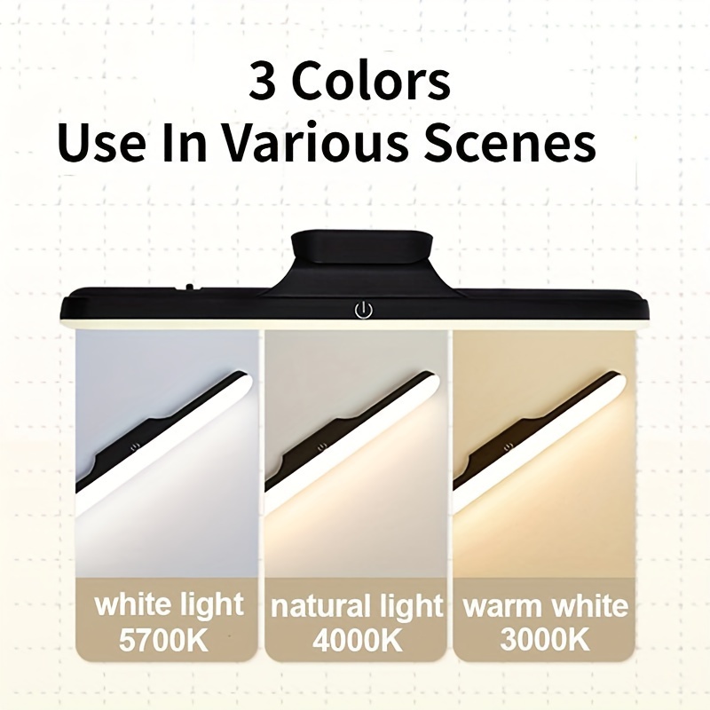 led magnetic reading light 3 color adjustable portable no drill installation usb rechargeable for desks closets dorms details 1