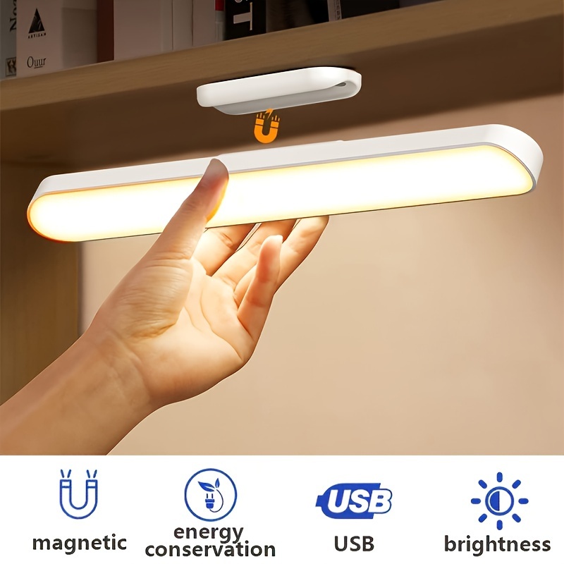 led magnetic reading light 3 color adjustable portable no drill installation usb rechargeable for desks closets dorms details 2