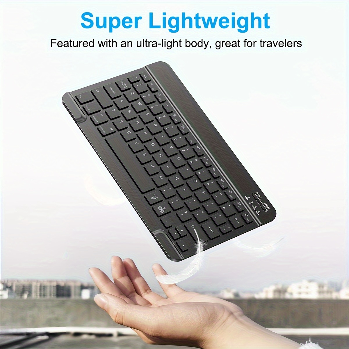 suitable for ipad ipad pro ipad mini ipad air rechargeable ultra thin wireless keyboard for iphone samsung tablet smartphone ios android windows portable mini wireless 10 inch keyboard details 2
