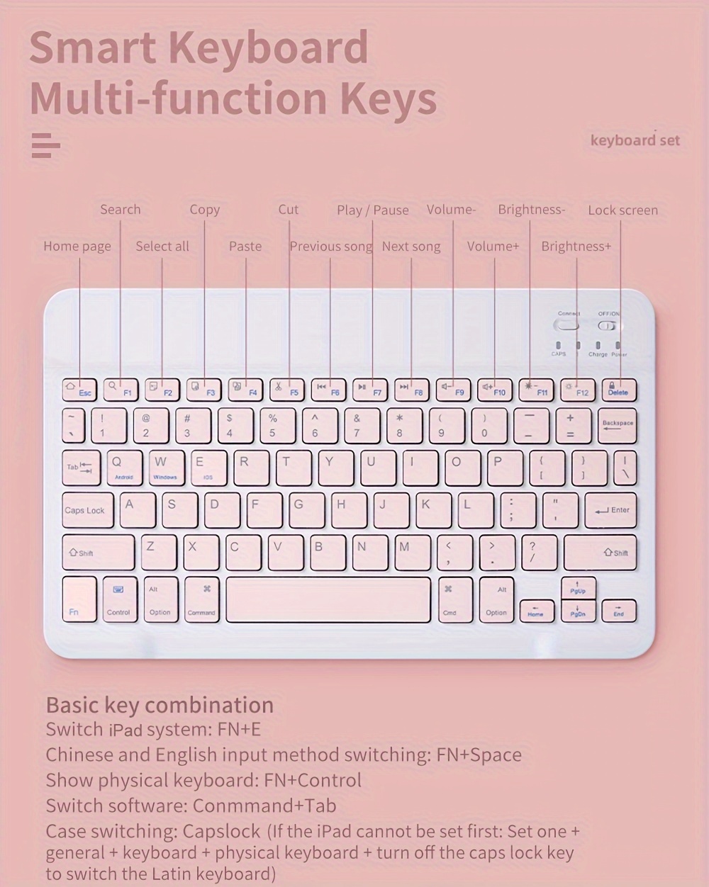 ultra slim set portable bt keyboard and mouse combo suitable for ipad tablet laptop office computer keyboard details 4